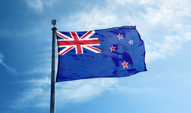 Picture of the Australian flag with a beautiful sky background